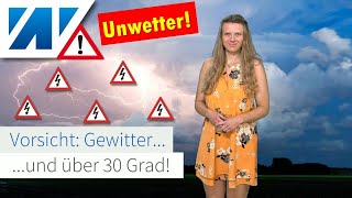 Alarmstufe ROT Unwetter durch Gewitter Sturzfluten Hagel und Sturmböen Dazwischen Hitze bis 33° [upl. by Uwton]