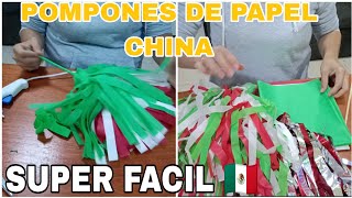 LA MANERA MAS FÁCIL DE HACER 🇲🇽 quotPOMPONES TRICOLORquot pompones de porrista de papel china [upl. by Hedve]