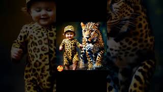 A bay walks with Leopard on a fashion show baby littleworld youtubeshorts [upl. by Enimasaj]