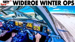 Wideroe Cockpit E190E2 amp Dash 8 Winter Ops into 14 Airports [upl. by Beeck557]