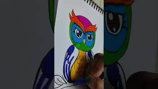 OWL painting with Brush Pen 🖌️ owl art painting [upl. by Elexa]