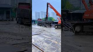 Long boom excavator working excavator ytshorts shorts [upl. by Calvinna302]