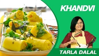 Khandvi Recipe by MasterChef Tarla Dalal  Gujarati Delicacy [upl. by Ermina254]