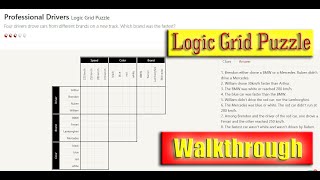 Professional Drivers  Logic Grid Puzzle  Walkthrough [upl. by Yeknarf]