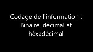 Conversion décimal binaire hexadécimal  1ère SSISTI2D version corrigée [upl. by Skelly254]