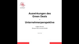 Green Deal der EU und Auswirkungen Impulsvortrag Holger Ehrsam  Trailer [upl. by Tiebout]