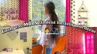 Medical college hostel room decoration vlog 👩‍⚕️  girls hostel  mbbs medicos medicalcollege [upl. by Inavoig749]