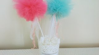 DIY Tulle Pom Pom Centerpiece Tül Ponpon Masa Dekorasyonu [upl. by Kirsch]