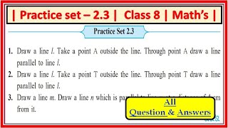 Practice set 23 Class 8th Maths  Parallel lines and Transversal  std 8 Maharashtra State Board [upl. by Ymmac]