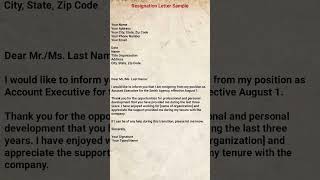 Resignation letter sample how to write resignation letter shortsviral [upl. by Auohs]