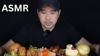 ASMR MUKBANG No Talking  Verdi Cheesecake Mac Cheese Poppers Peameal Bacon Hoisin Ginger Bites [upl. by Akema]