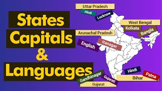 28 States of Indian with Capital and Official Languages  General Knowledge  Childtion [upl. by Nawtna]