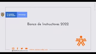 Banco de instructores contratistas SENA 2022 Explicación de perfiles [upl. by Nosemyaj]