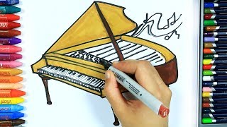 Come disegnare e colorare pianoforte 🎹  Disegno  Colorare  Come colorare per bambini [upl. by Yrogreg312]