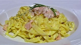 Bandnudeln mit Lachs in SahnesauceWildlachs PastaTagliatelle al Salmone [upl. by Ateekahs]