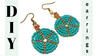 Earrings making tutorial beaded earrings Simple pattern for diy earrings [upl. by Debarath]