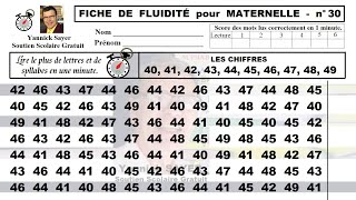 Fluidité en lecture pour Maternelles  Fiche de chiffres de 40 à 49  30 [upl. by Essinger]