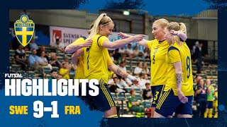 Highlights futsal dam  Sverige–Frankrike 9–1  Storseger i returen [upl. by Eisyak]