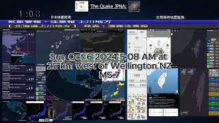 NZEQ  Sun Oct 6 2024 508 AM  25 km west of Wellington  Strong Earthquake  M57  D30 km [upl. by Selym]