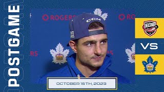 Toronto Marlies Media Availability  Postgame vs Utica Comets  October 15 2023 [upl. by Initsed]