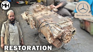 Mercedes Truck Gearbox Restoration  How to Rebuild Destroyed Gearbox with Basic Tools [upl. by Ydiarf]