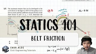 CE Board Exam Review Statics  Belt Friction [upl. by Yhprum]