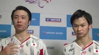 Hiroyuki EndoYuta Watanabe  Interview After Semifinal Match  Malaysia Open 2018 [upl. by Annawoj417]