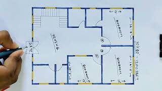 30x40 house design ll 1200 square feet house plan ll 3 bedroom ghar ka naksha [upl. by Susej]