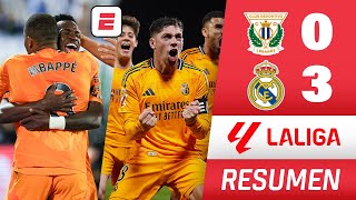 REAL MADRID GOLEÓ 30 a LEGANÉS GOLES de MBAPPÉ VALVERDE Y BELLINGHAM VINICIUS asistió  La Liga [upl. by Martel]