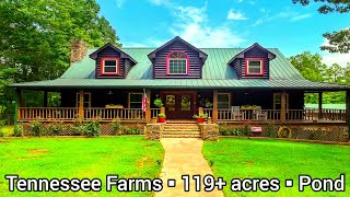 Tennessee Farmhouse For Sale  119 acres  Tennessee Acreage Log Cabins  Tennessee Land For Sale [upl. by Adnik209]