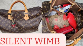 WHATS IN MY BAG LOUIS VUITTON SPEEDY 35 MONOGRAMPRINT SILENT WIMB 🍓🍓🍓🍓 asmr [upl. by Yahiya761]