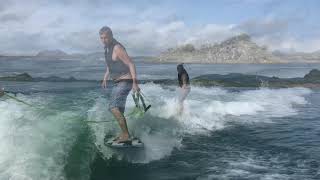 SETUP FOR WAKESURFING BEHIND A DIRECT DRIVE BOAT SEE WHAT 2300LBS OF BALLASTS amp SWELL WAKESHAPER DO [upl. by Ylrehc660]