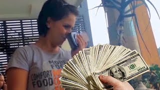 tipping restaurant waitress 10000 [upl. by Twitt]