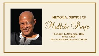 MEMORIAL SERVICE OF MALLELE PETJE [upl. by Rashida308]