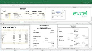 How to automate Accounting Ledger Trial Balance Income Statement Balance Sheet in Excel  English [upl. by Darcy]