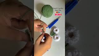 How to make Crochet hairpin with flower🌼crochetflowerdesign handmadehairclips [upl. by Aliuqat]