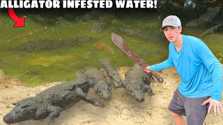 I Survived 24 Hours in Alligator INFESTED Water [upl. by Eitsud]