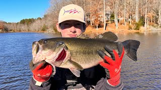 Fishing SUPER Cold Water For BIG Winter Time Bass [upl. by Gnouhc431]