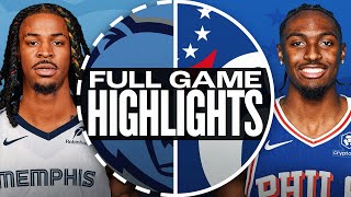 GRIZZLIES at 76ERS  FULL GAME HIGHLIGHTS  November 2 2024 [upl. by Cressi]