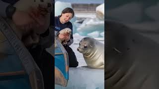 Volunteer saves baby seal trapped in old tire proving kindness can change a life animals seal [upl. by Tannen281]