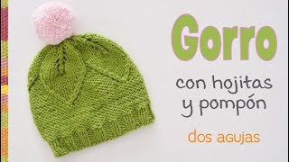 Gorro de hojitas tejido a dos agujas para bebés  Tejiendo Perú [upl. by Euqirdor]