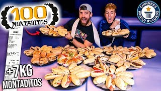 COMEMOS los 100 MONTADITOS en TIEMPO RÉCORD 7KG en BOCADILLOS nadie ha intentado hacer esto [upl. by Annoyi]