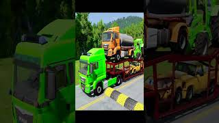 Double Flatbed Trailer Truck vs Speed bumps  Train vs Cars  Tractor vs Train  BeamNG Drive 375 [upl. by Nevek]