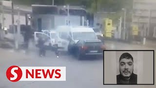 CCTV footage shows moment gunmen attack French prison van killing two [upl. by Ienttirb]