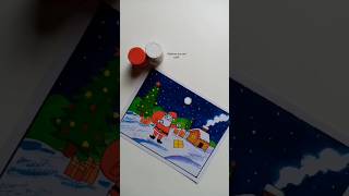 christmas scenery drawing easyshorts christmas trending painting farjanadrawingacademy [upl. by Bendick]