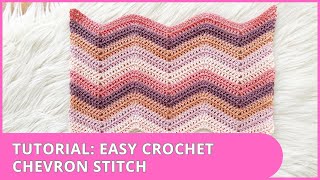 How to Crochet  Simple Chevron Stitch  Beginner Crochet Blanket [upl. by Ardnola]