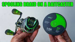 How to Spool BRAID on a BaitCaster  SIMPLE STEPS 2023 [upl. by Bouchier]