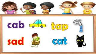 Three Letter Words  Short Vowel A Word Families with Pictures  Learn Phonics [upl. by Ahsaek930]