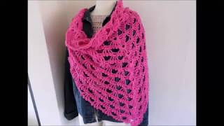 Pink Picot Omslagdoek 73 RECHTSHANDIG [upl. by Beitris]