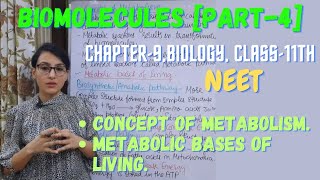 Biomolecules part4  Concept of Metabolism  Metabolic Bases of Living [upl. by Enautna]